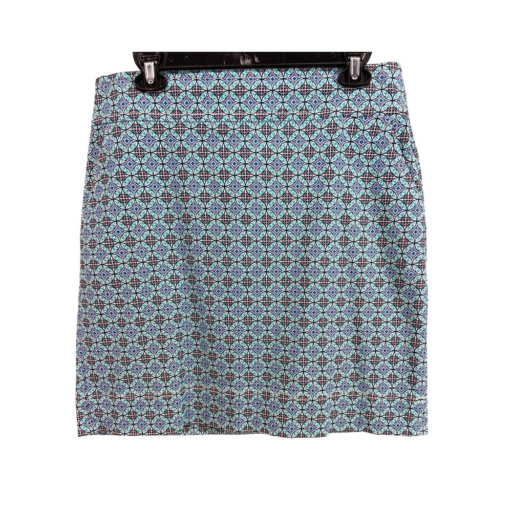 Talbots Skirt Women's Size 10 Geometric Print‎ A-Line Skirt Blue Aqua Black